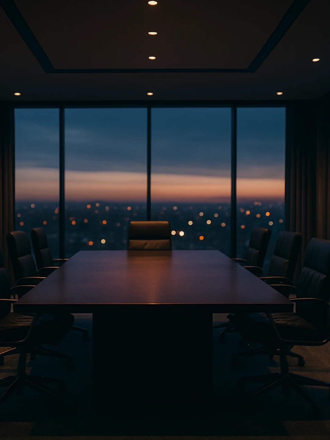 Tomt styrelserum vid skymning